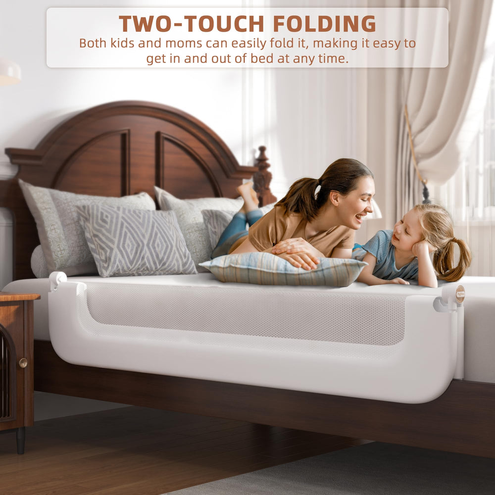 FigTime bed rail adjustable height from 26 to 32 inches for different mattresses.
