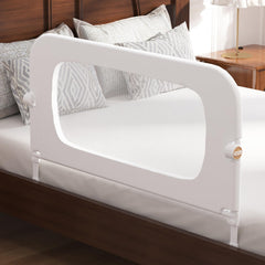 FigTime bed rail folding mechanism demonstrates easy in-and-out access.