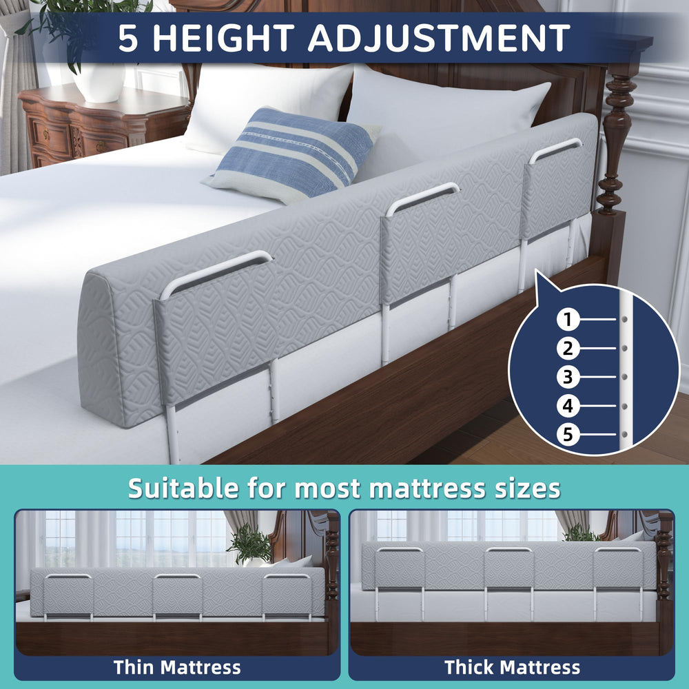 FigTime bed-rail setup closeup highlights foam padding and soft edge protection.