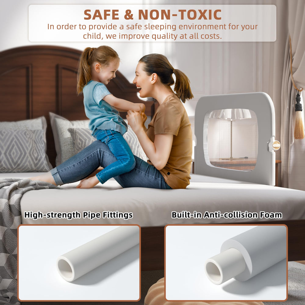 FigTime U-shaped base delivers stable support, letting kids move without displacing the rail.