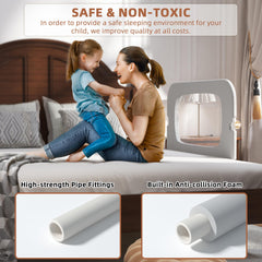 FigTime U-shaped base delivers stable support, letting kids move without displacing the rail.
