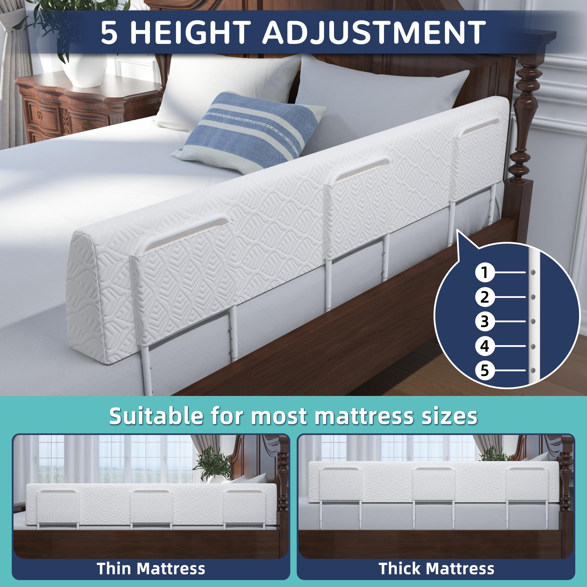 FigTime toddler bed rail with soft padding for gentle touch.
