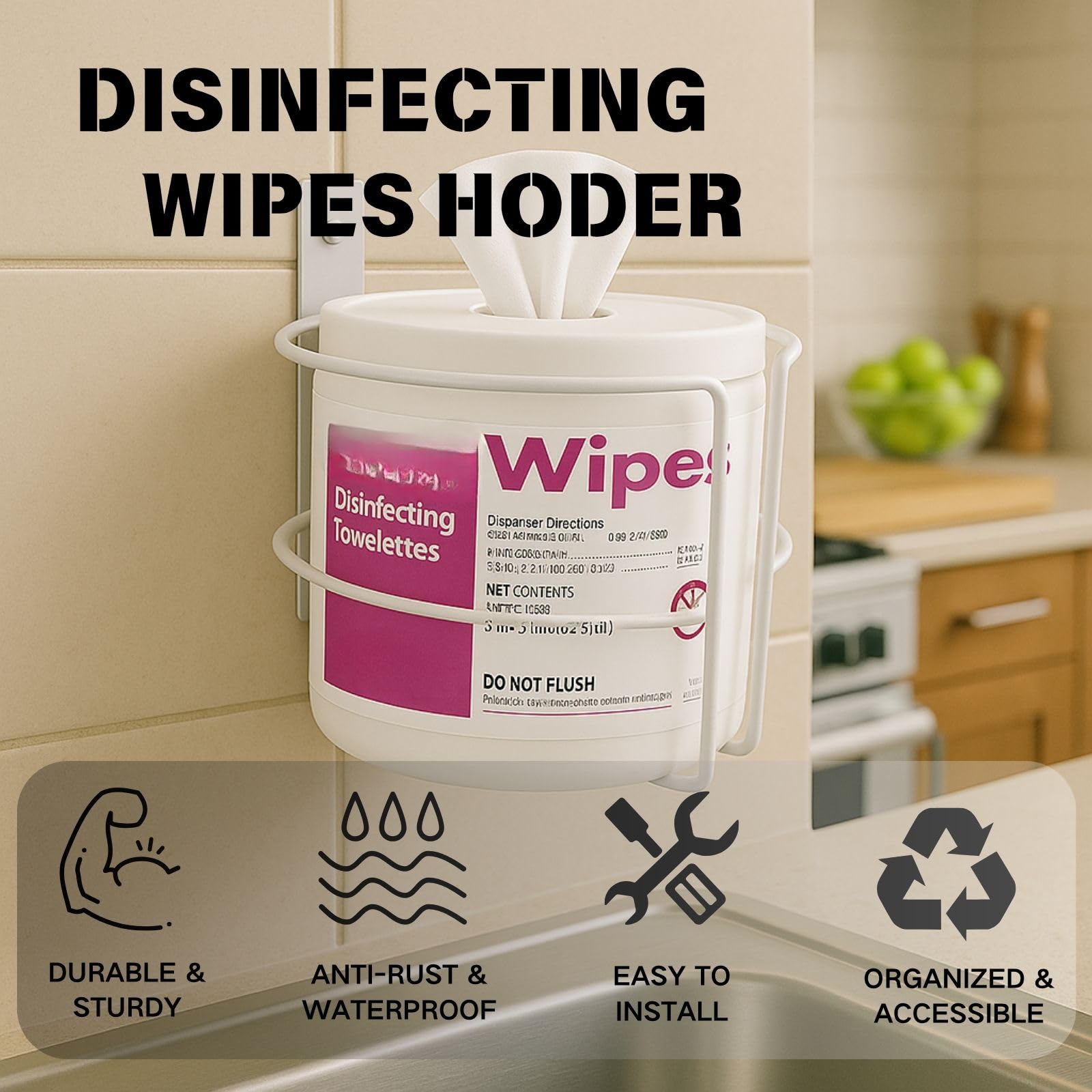 The Fijaru adhesive mount wall wipes offers no-drill installation for flexible placement.