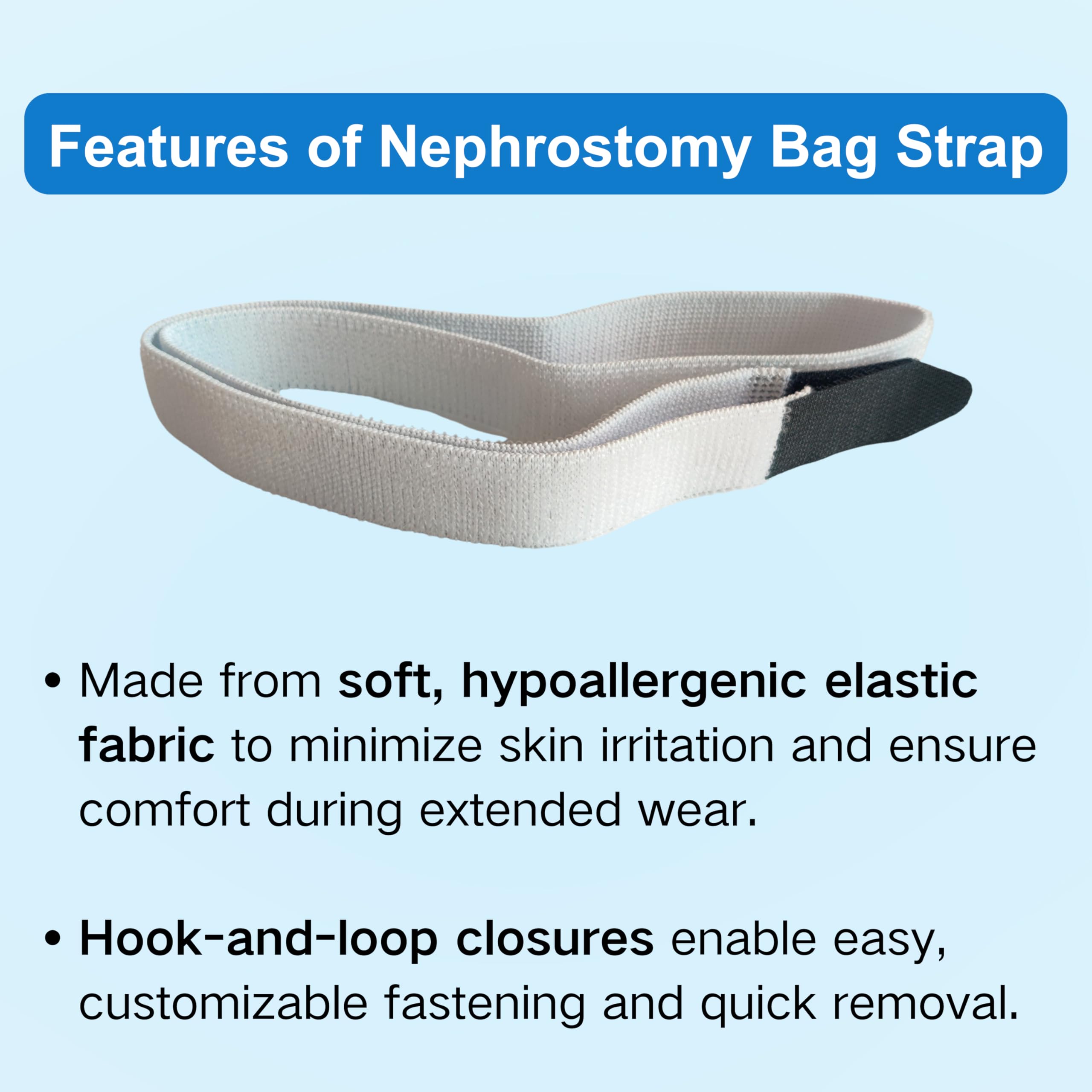 Filigan nephrostomy bag strap holder with non-slip design reducing movement during activity.