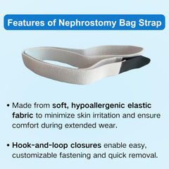 Filigan nephrostomy bag strap holder with non-slip design reducing movement during activity.