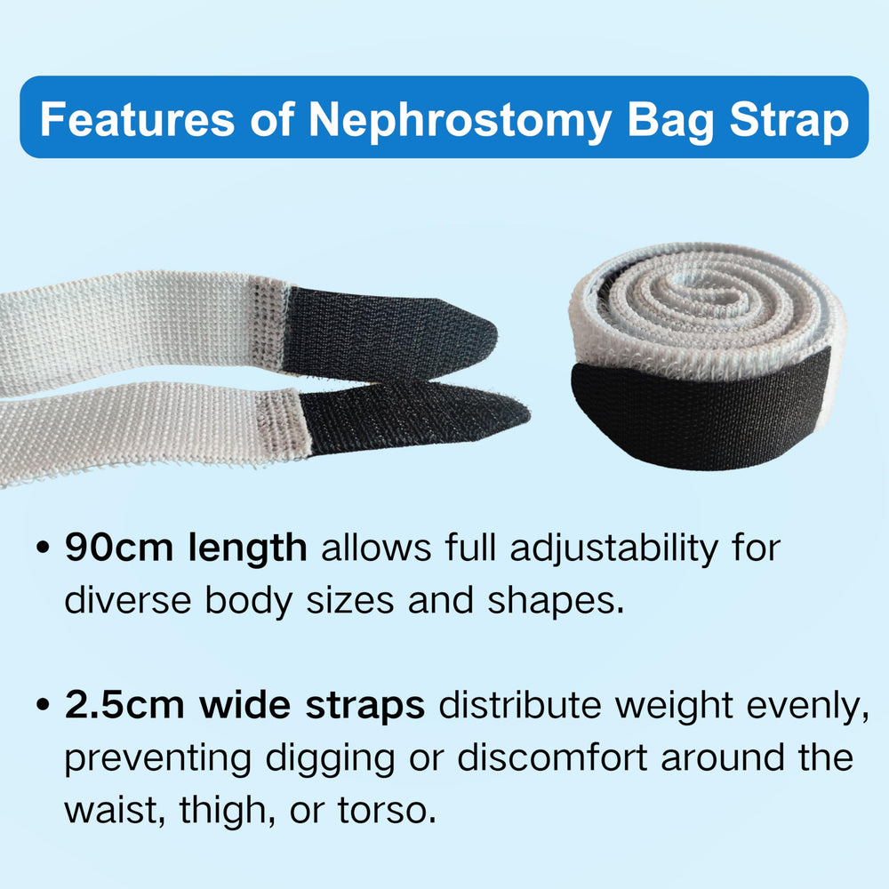 Filigan nephrostomy bag strap holder pack of 2 supports hygiene rotation.
