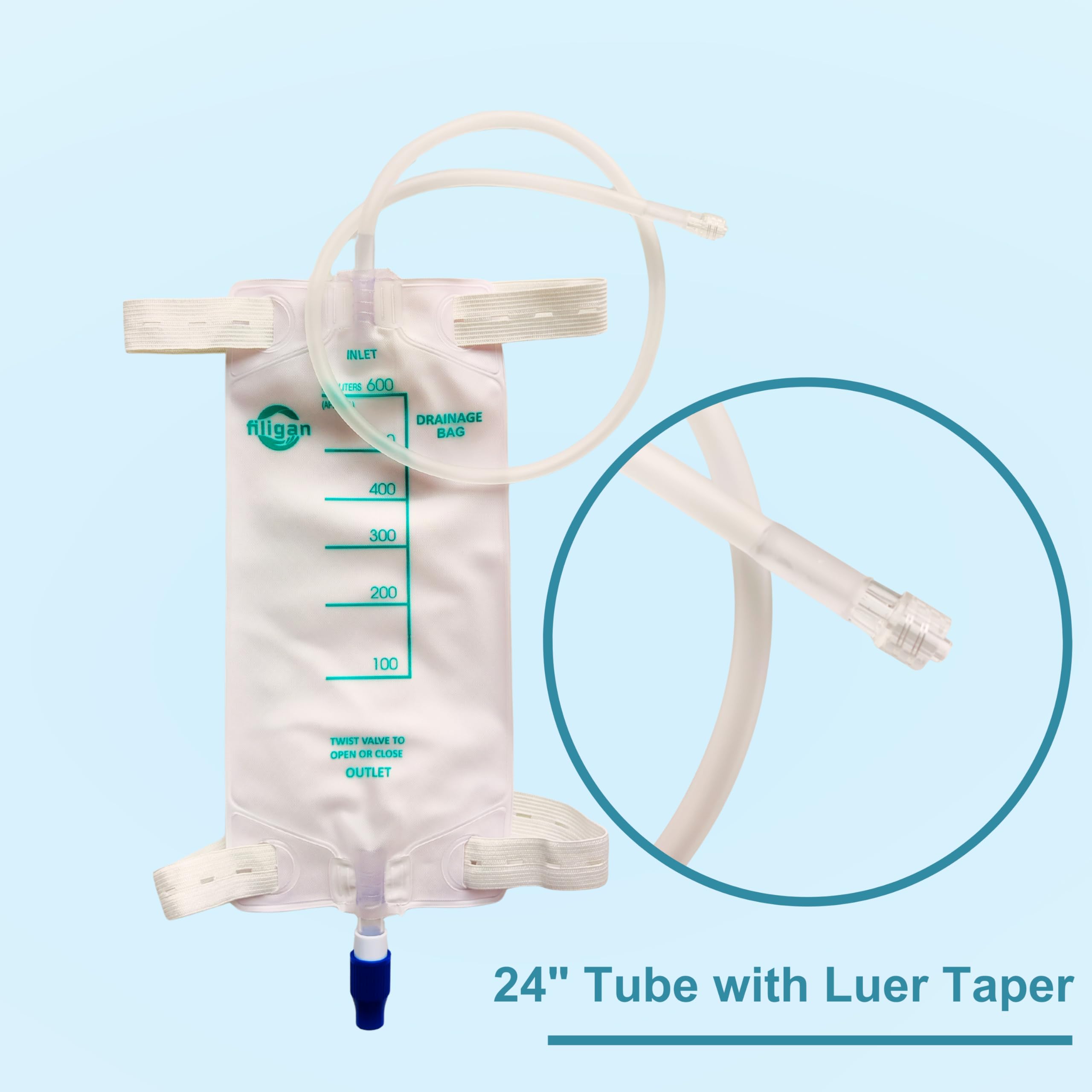 Sterile, individually packaged Filigan nephrostomy bag ready for use.