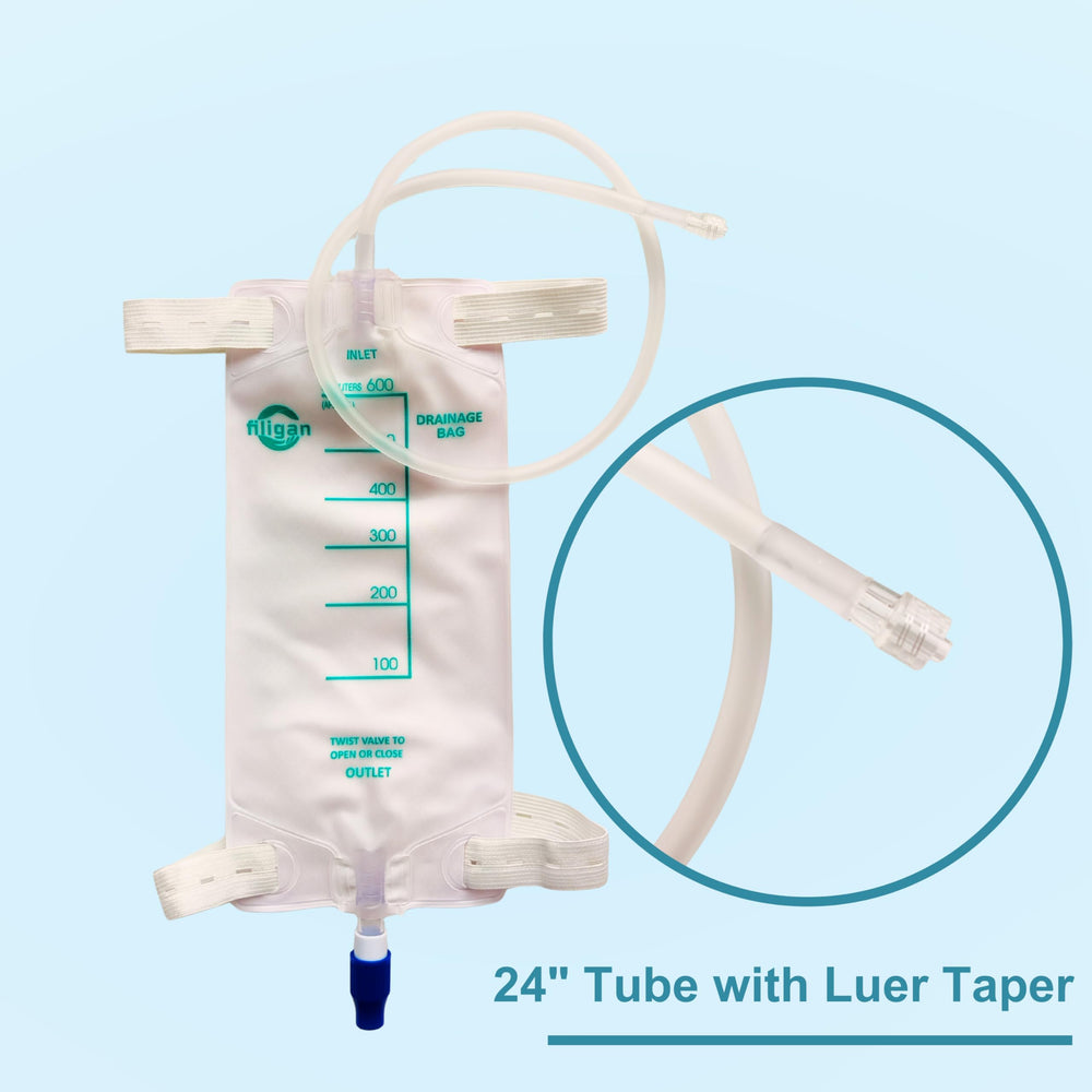 Sterile, individually packaged Filigan nephrostomy bag ready for use.