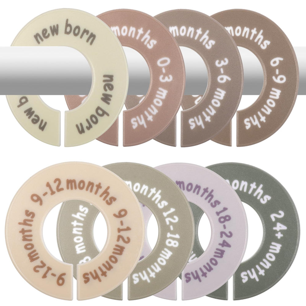 Filtbaird round baby closet dividers 8-pack for easy size sorting from newborn to 24 months.