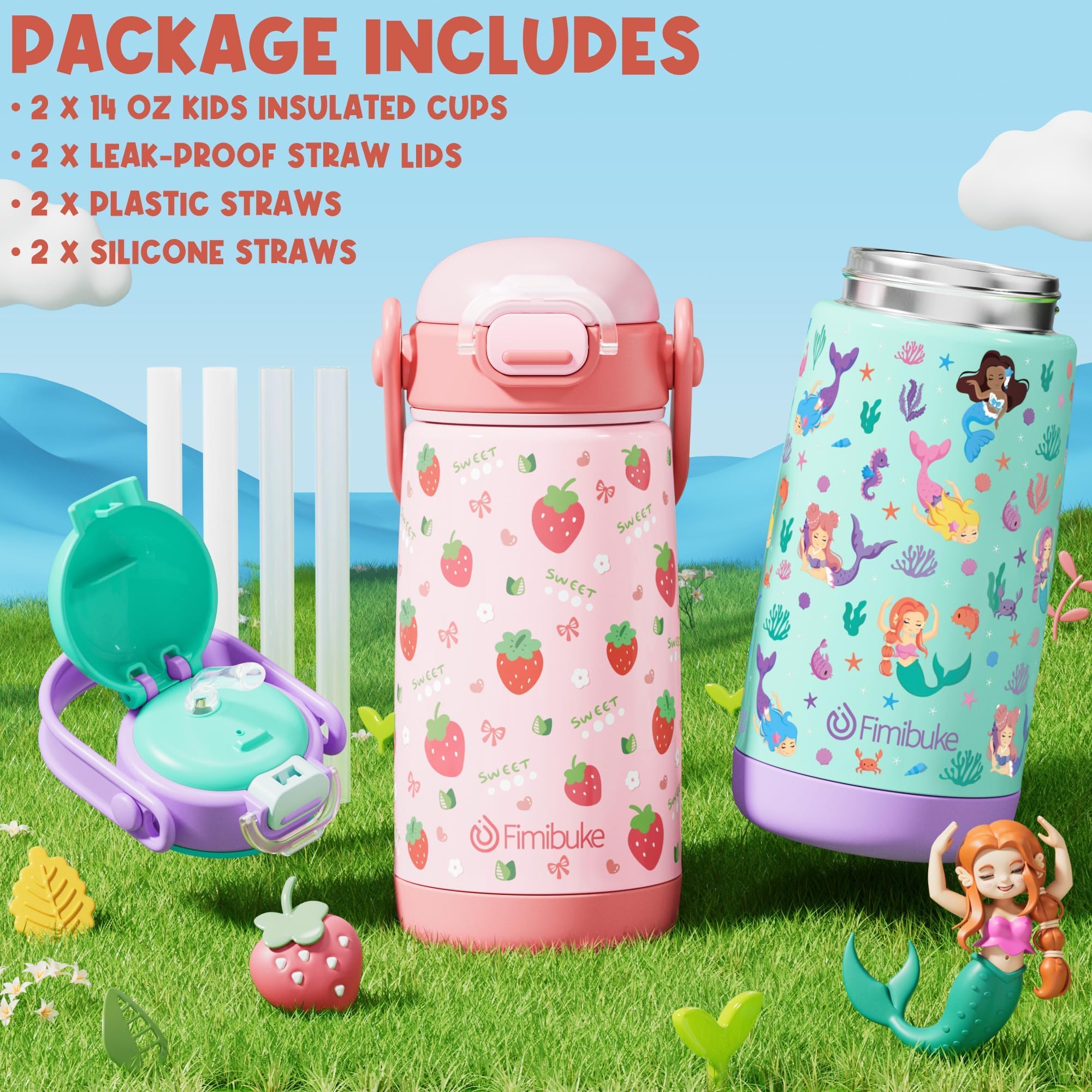 Fimibuke colorful designs make hydration fun for school or play.