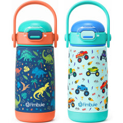 Fimibuke Kids bottle with push-button lid for easy sipping on the go.