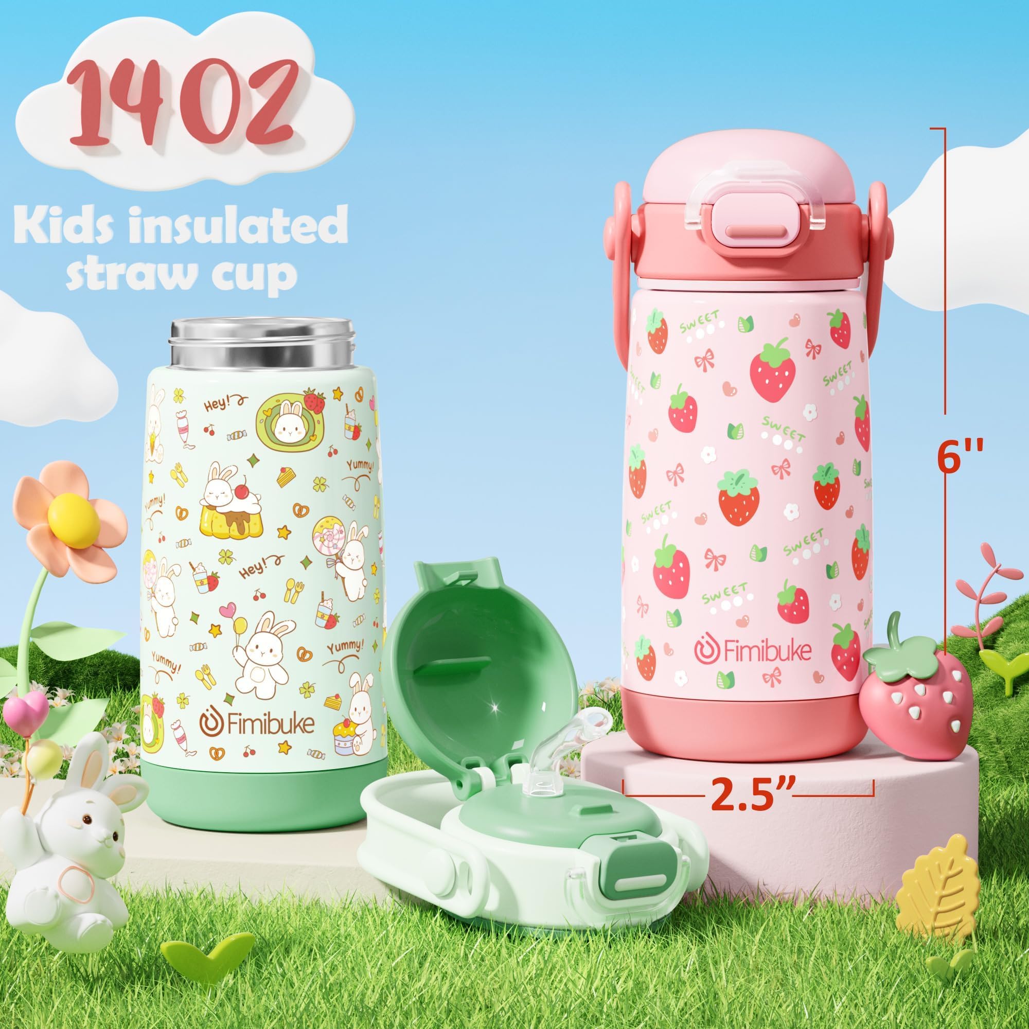 Fimibuke bottle features a soft silicone straw for gentle, kid-friendly flow.