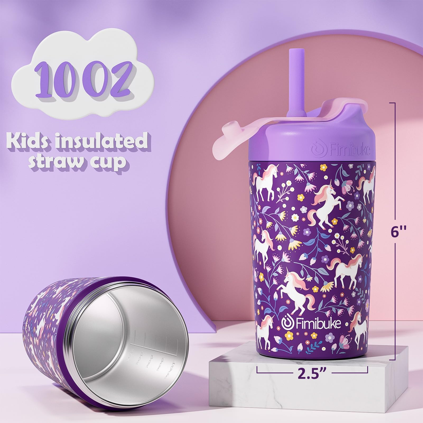 Fimibuke silicone straw with stopper promotes controlled sipping and easy cleanup.