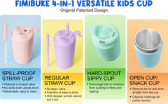 Fimibuke stainless steel cup close-up highlights robust, BPA-free construction for kids.