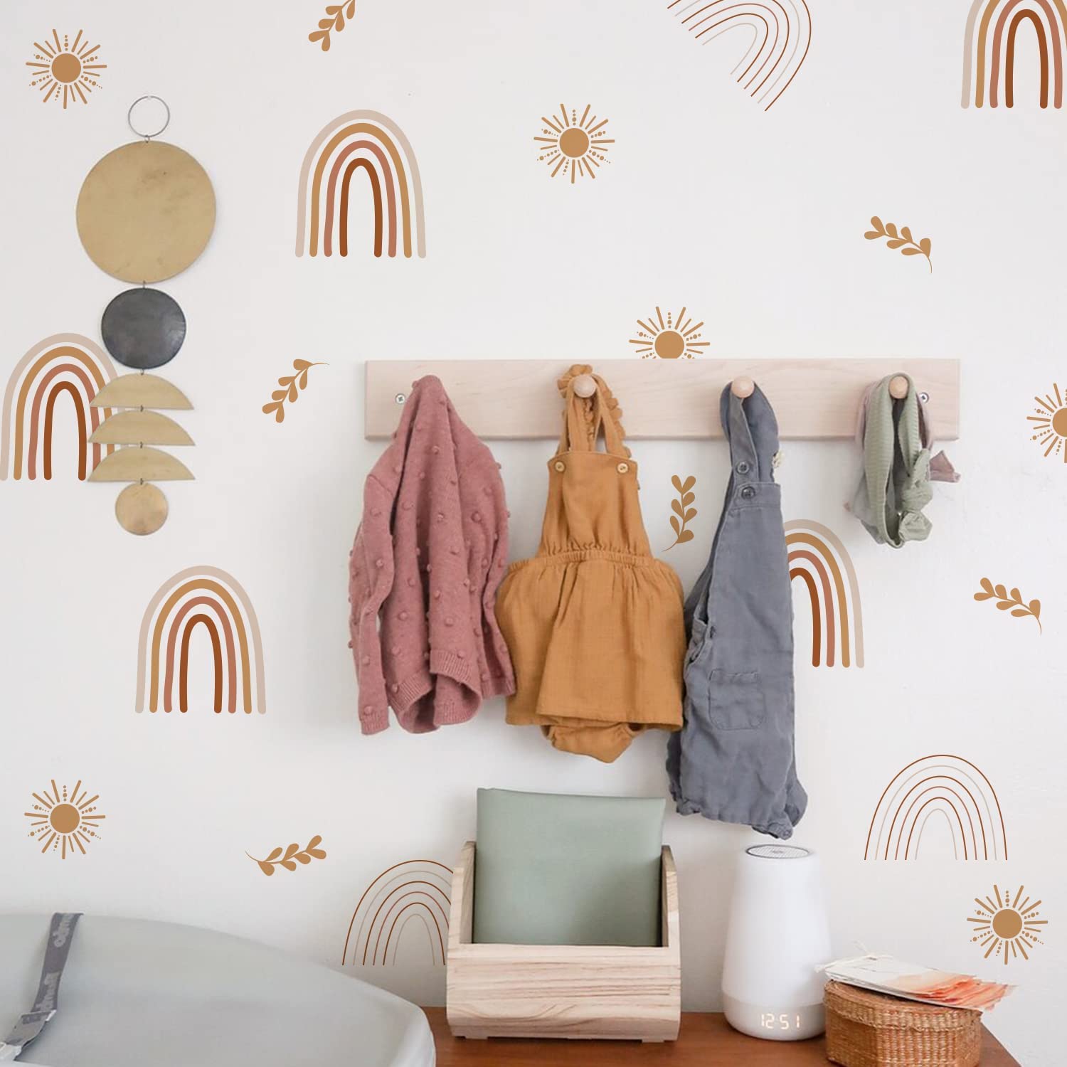 Finduat Boho Rainbow Sun wall decal for nursery walls brightens spaces and inspires creativity