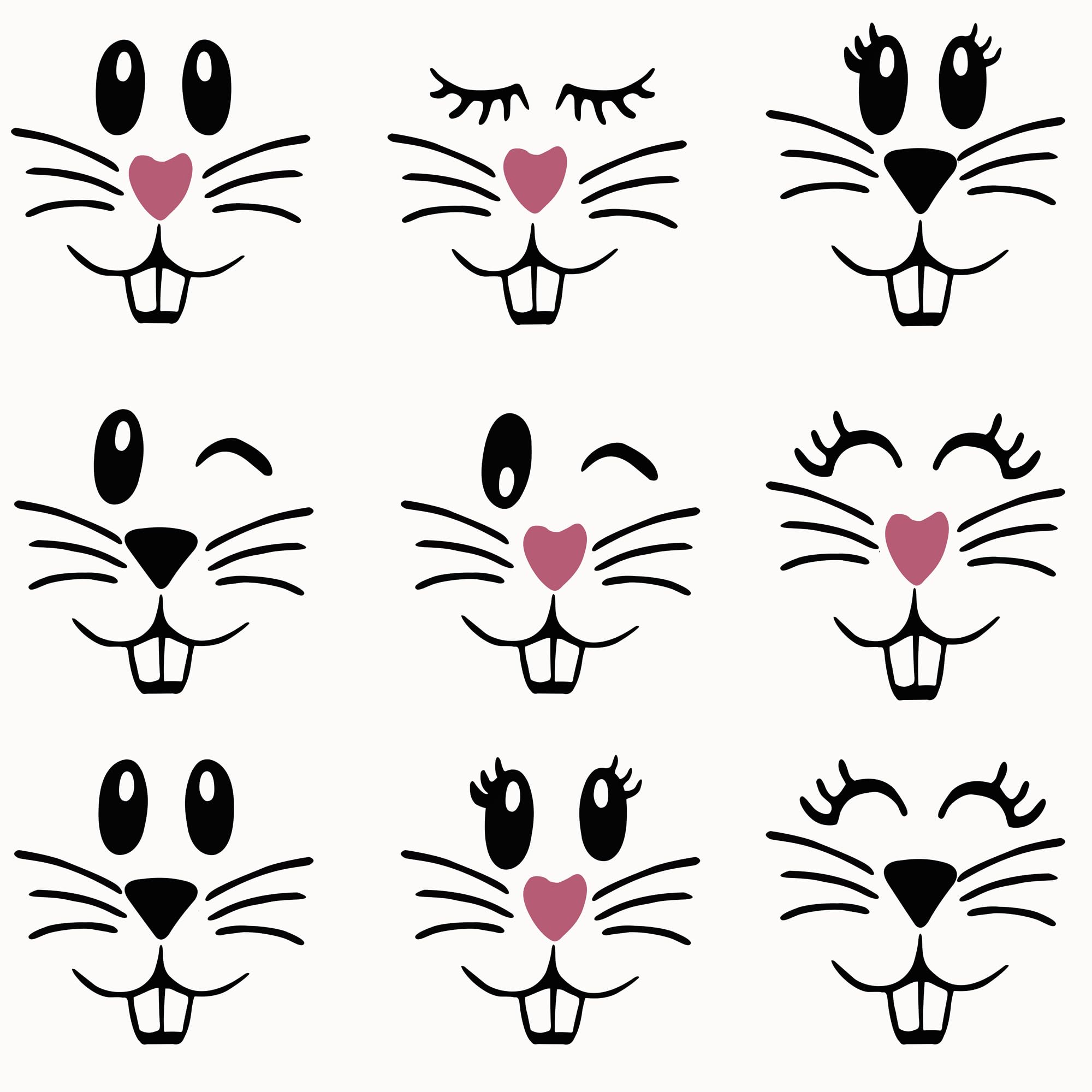 Finduat Easter bunny face decal sheet closeup for easy crafting and decorating.