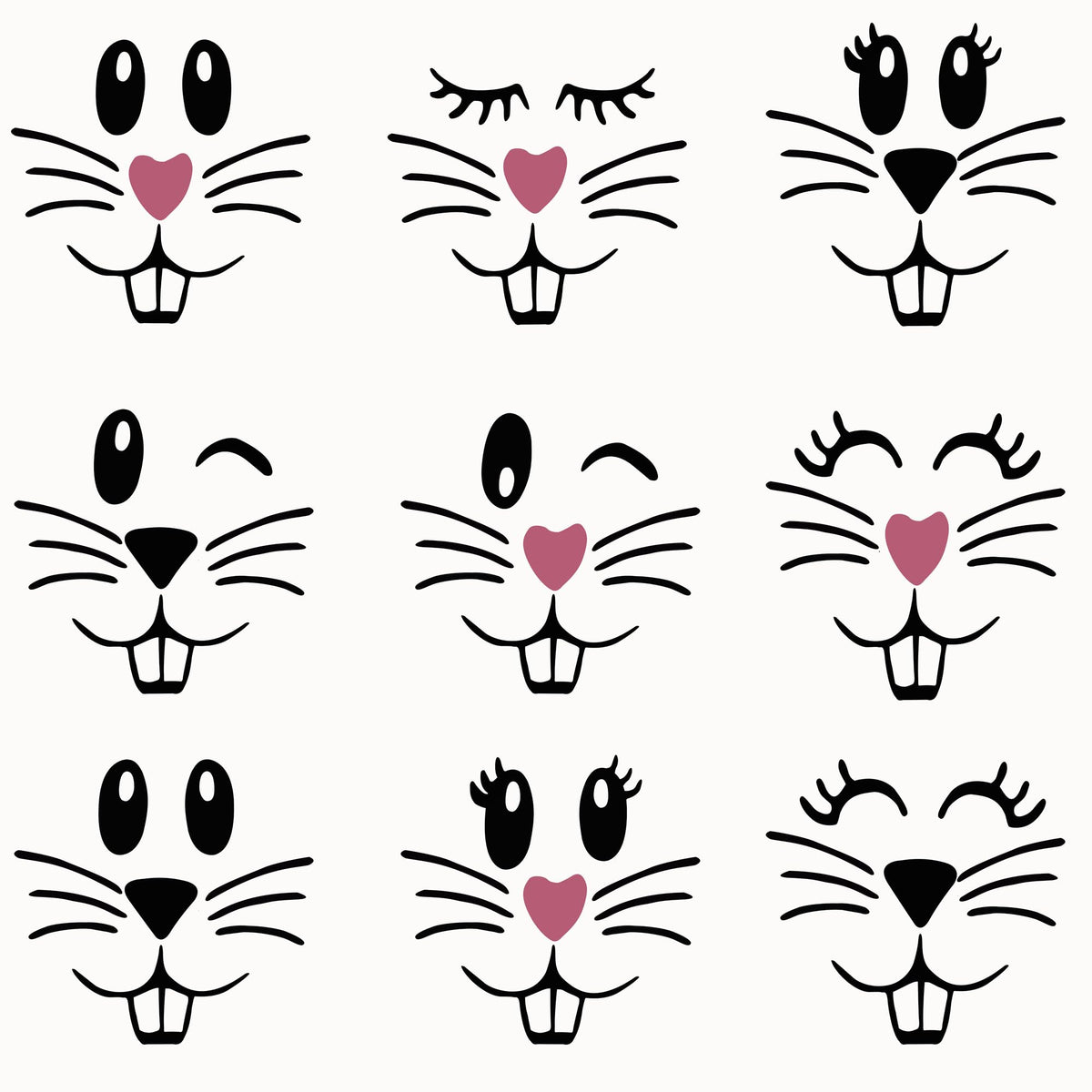 Finduat Easter bunny face decal sheet closeup for easy crafting and decorating.