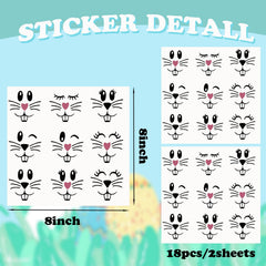 Finduat Easter bunny face decals on two sheets for DIY projects.