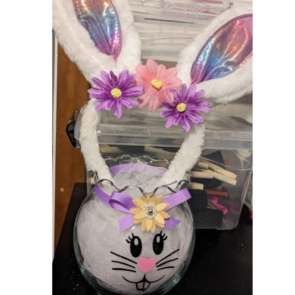 Finduat Easter bunny face door decal adding festive entry decor.