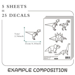 Finduat Geometric Dinosaur wall decals sheet 3 for doors or glass surfaces, easy decorating