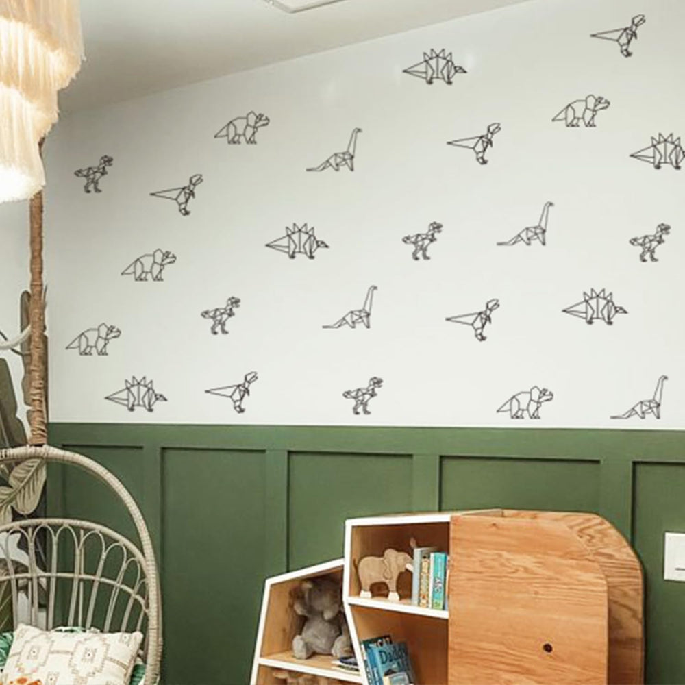 Finduat Geometric Dinosaur wall decals sheet 5 helps create a playful playroom atmosphere