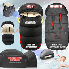 FindXeink footmuff adjustable belt openings fit securely.