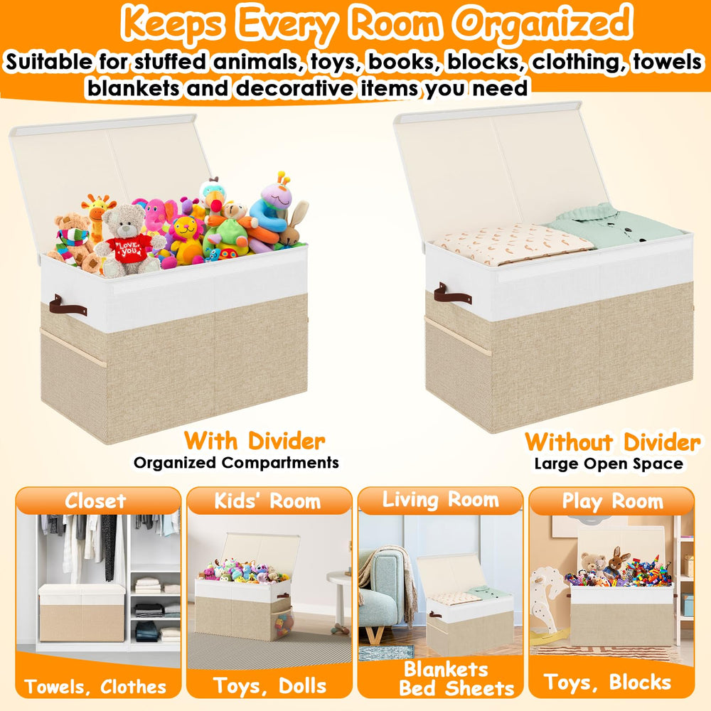 Fineonly 90L toy bin ideal for plush toys, books, and blankets