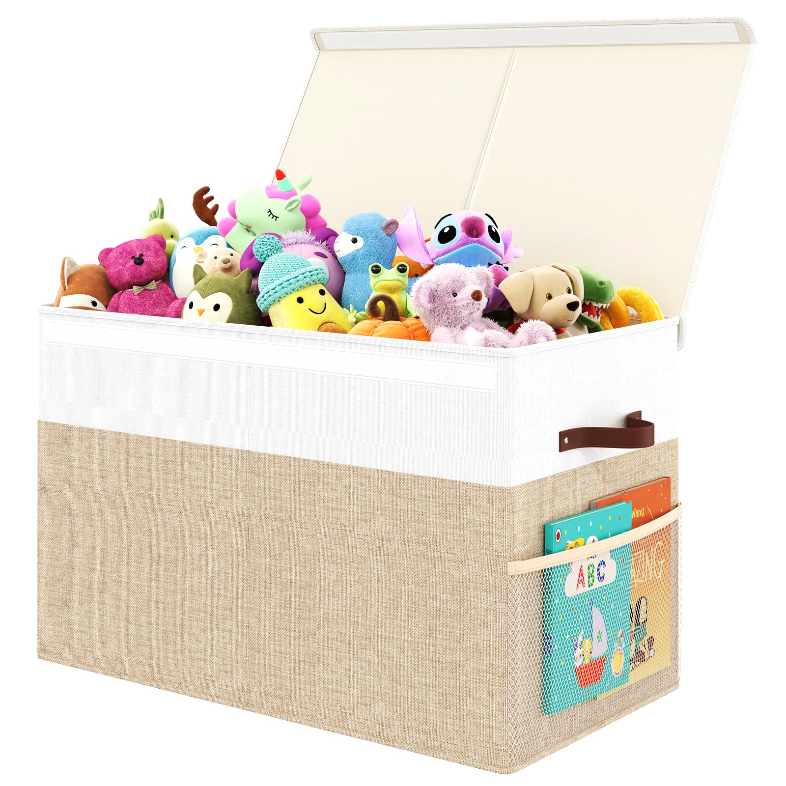 Fineonly large toy storage box with lid showing tidy playroom organization and easy access