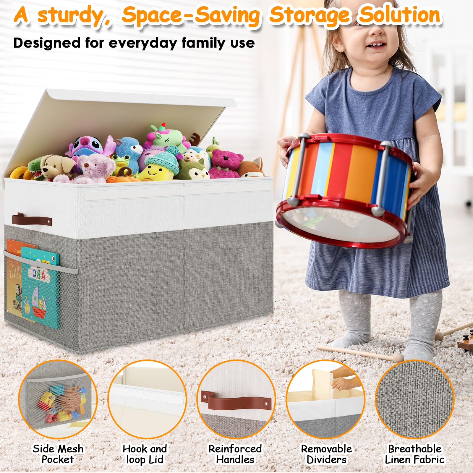 Fineonly toy storage box in kids' bedroom helping declutter the play area