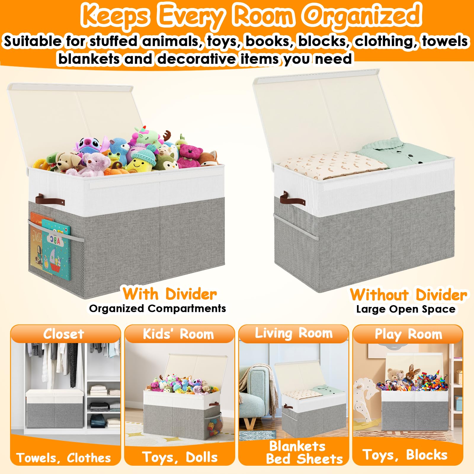 Fineonly toy storage box lid flip protecting contents from dust