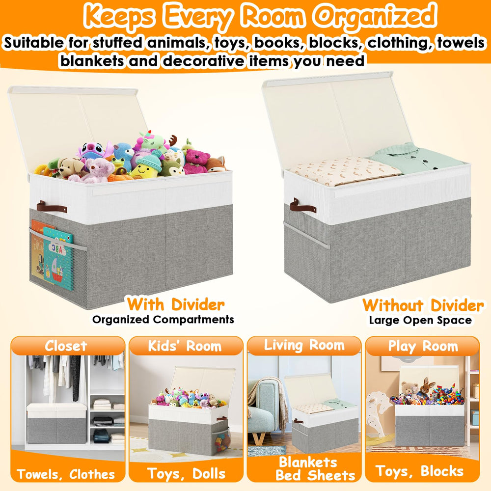 Fineonly toy storage box lid flip protecting contents from dust