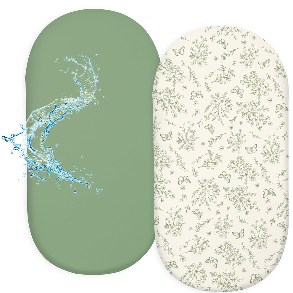 FIOBEE waterproof layer on baby bassinet sheet keeps crib dry and cozy.