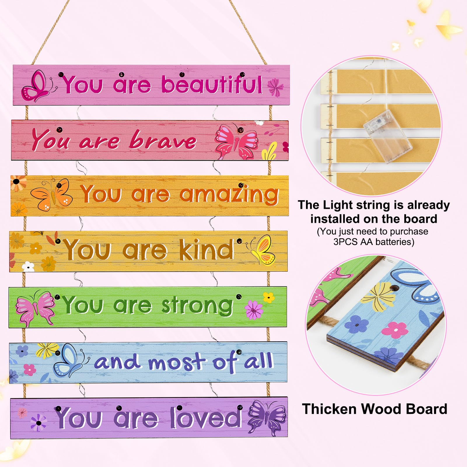 FIOBEE butterfly LED wall art panel 3 colorful display adds warmth to kid spaces