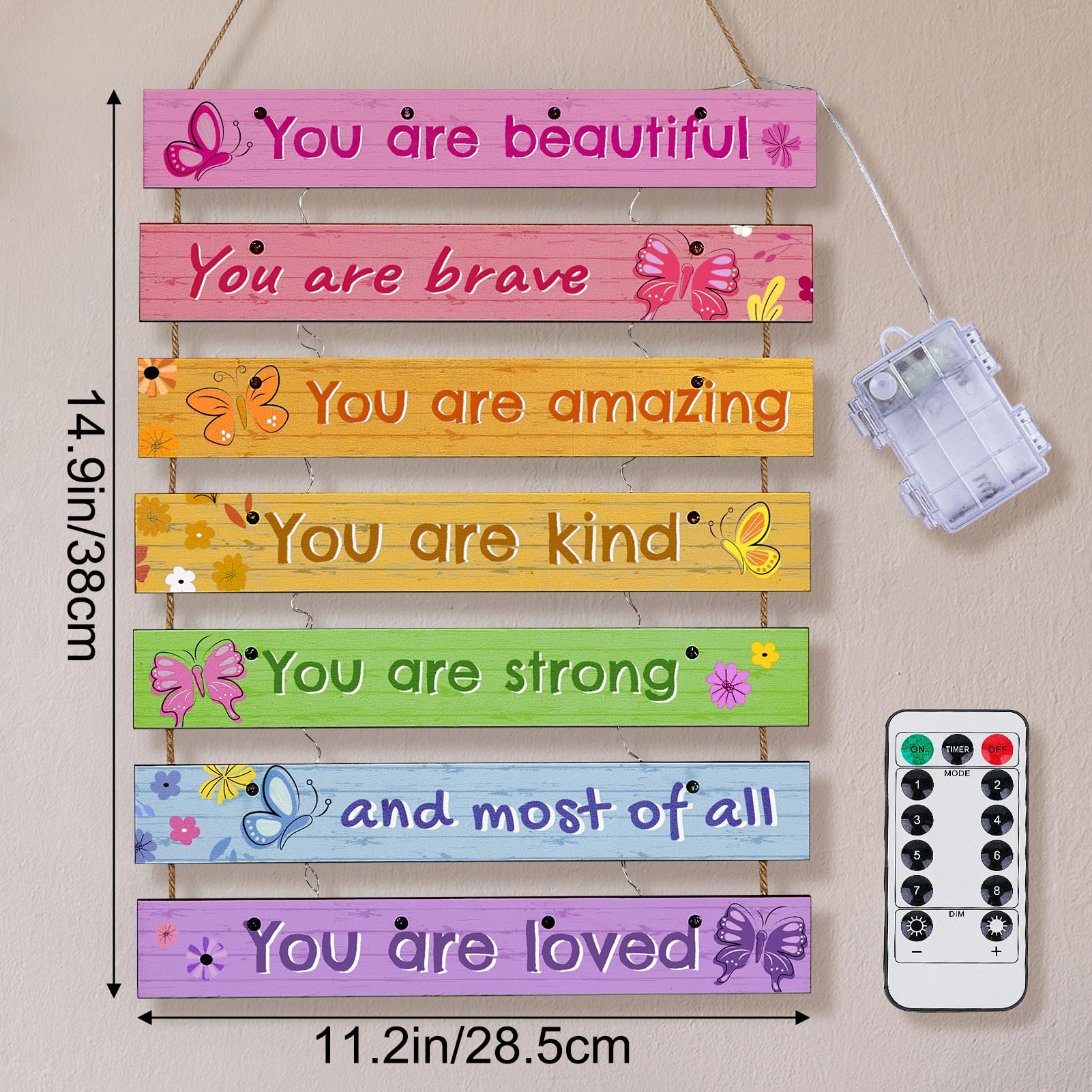 FIOBEE butterfly LED wall art panel 6 includes remote control for effortless lighting customization