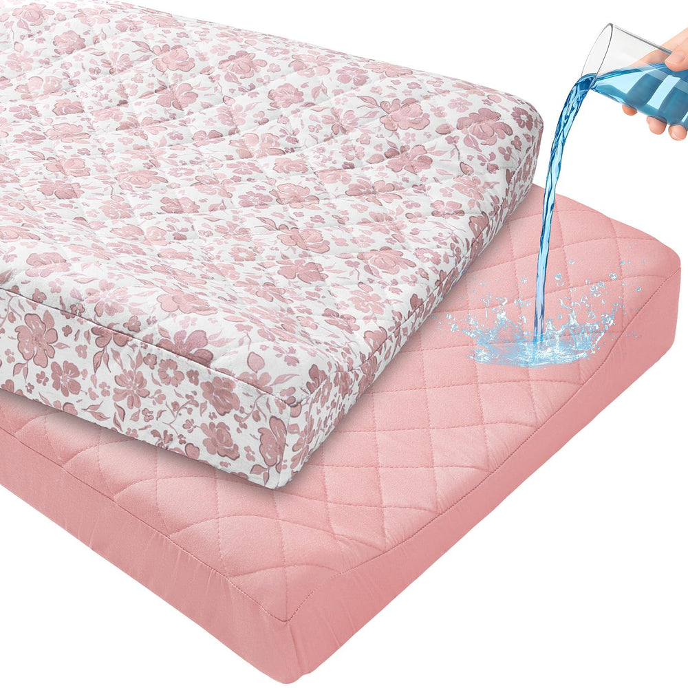 FIOBEE changing pad cover two-pack on packaging showing easy rotation