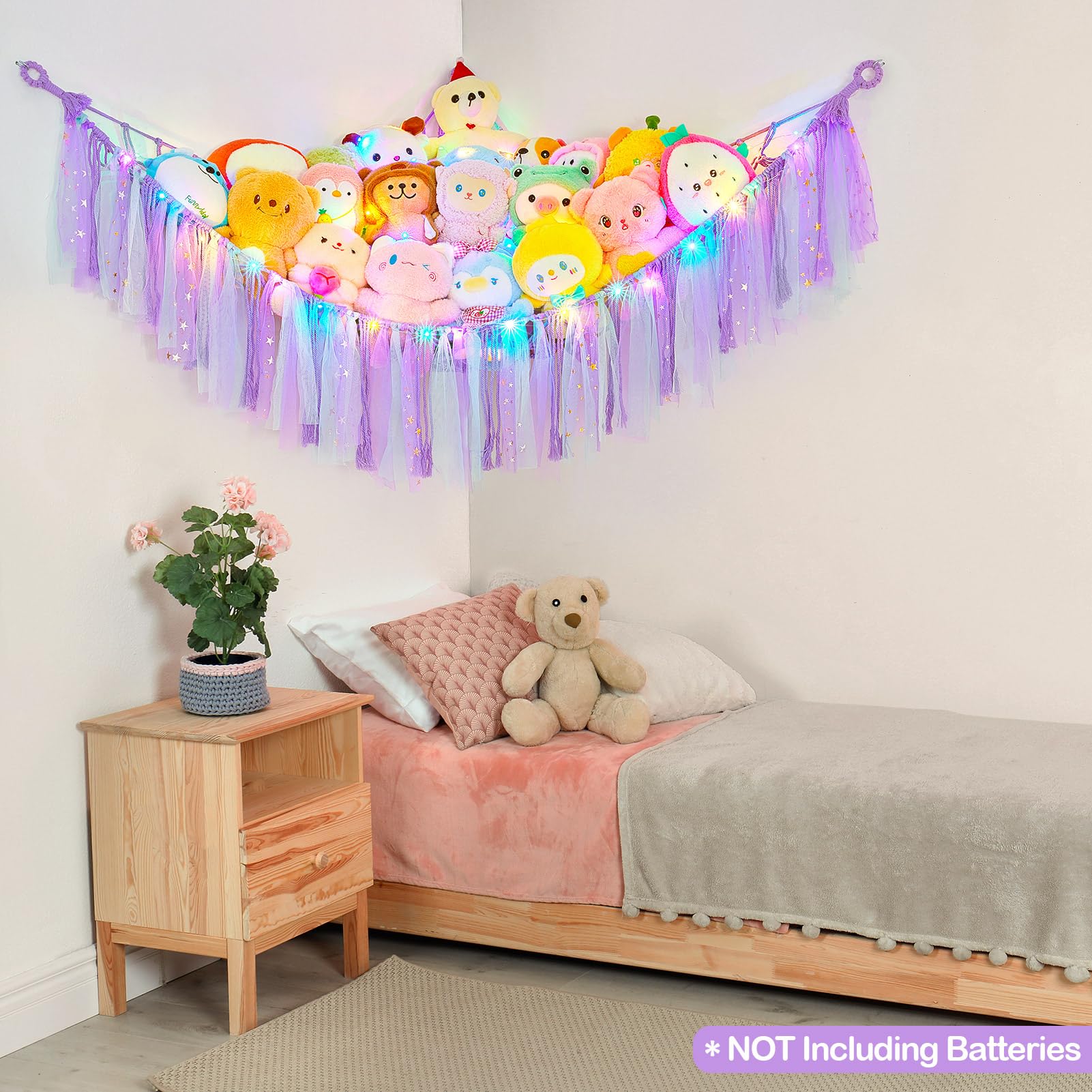 Fiobee dimensions 39.4 x 39.4 x 59 inches to hold many plush toys.