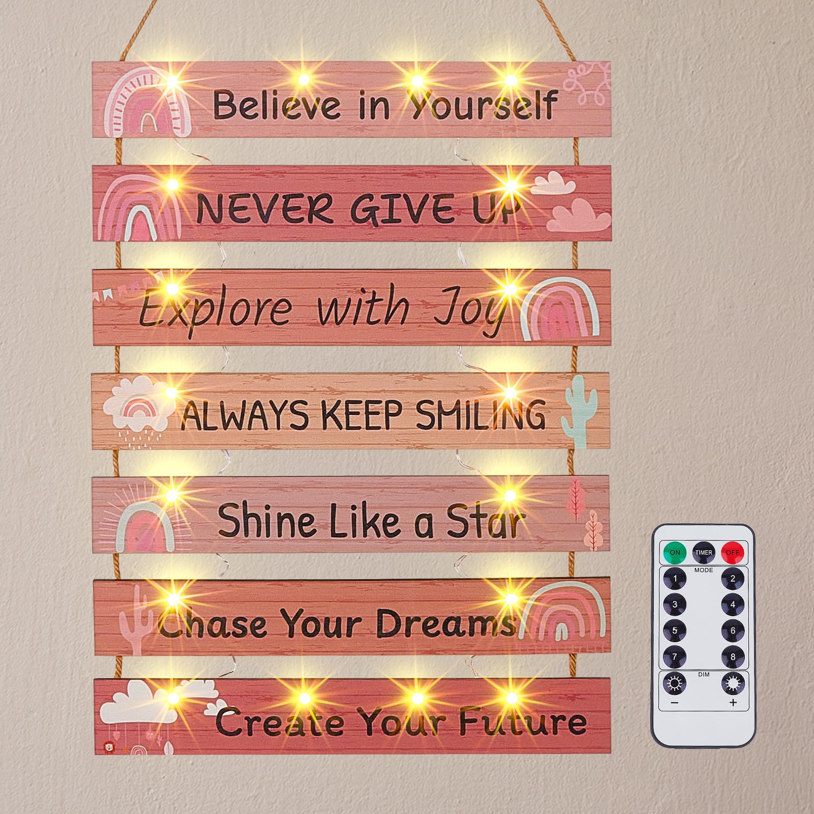 FIOBEE girls room decor LED panel for an uplifting study space.