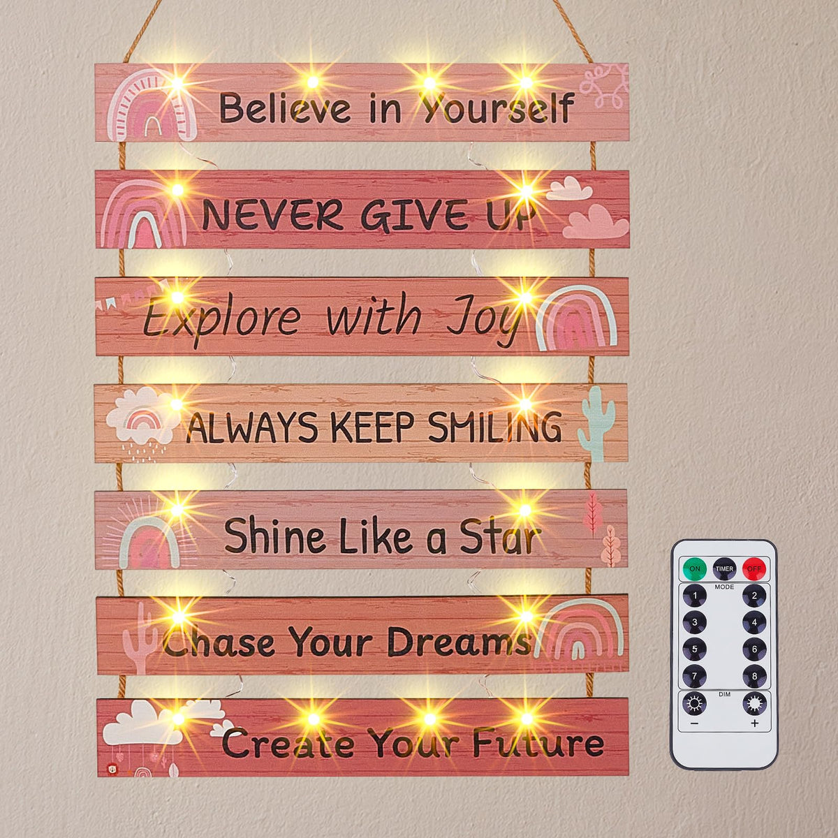 FIOBEE girls room decor LED panel for an uplifting study space.