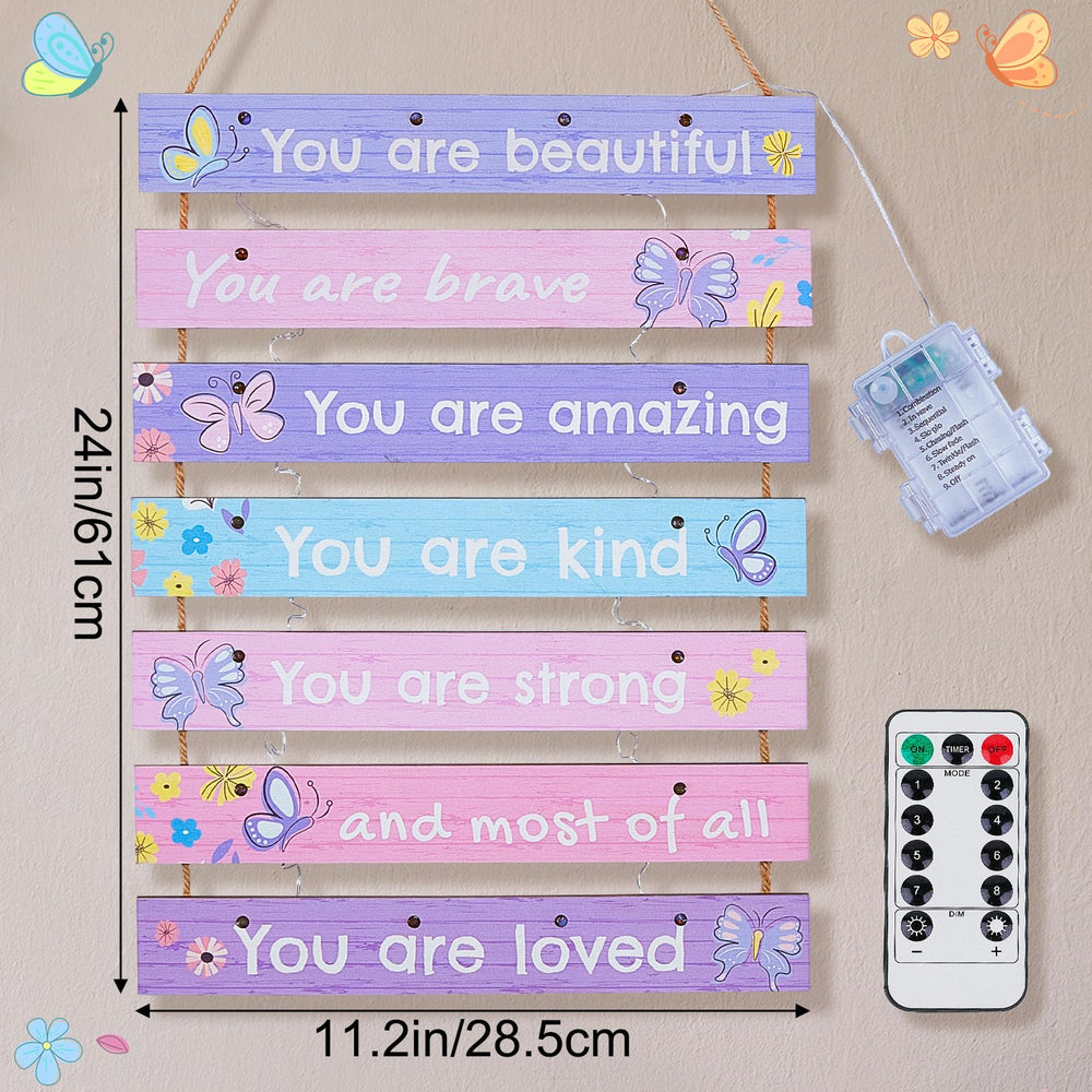 FIOBEE kids room decor package includes decor board, LED light, and remote