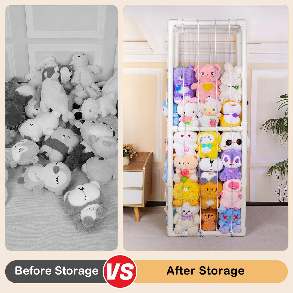 FIOBEE large-capacity holder holds many stuffed animals.