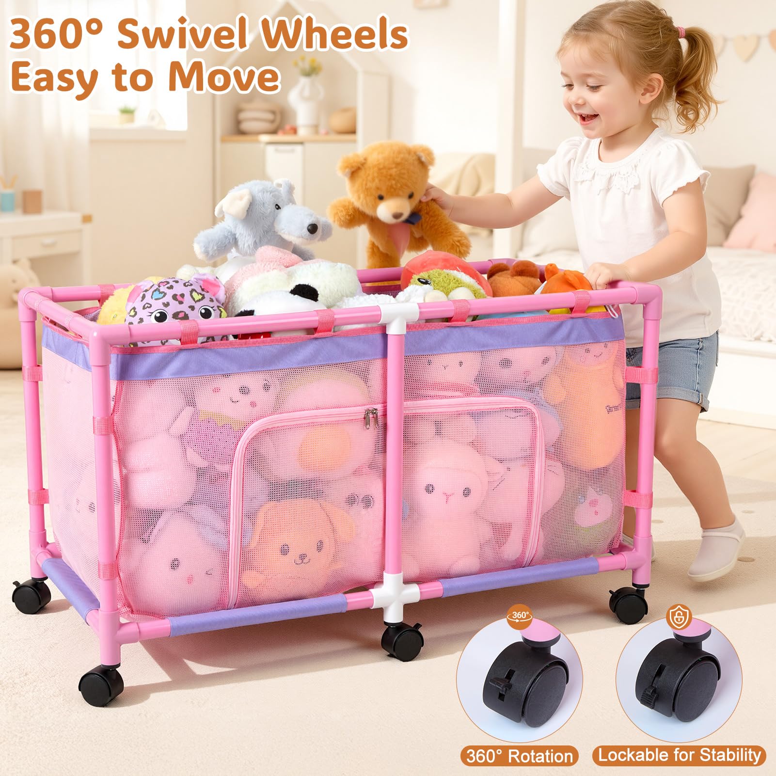 FIOBEE see-through mesh panel lets plush toys be seen at a glance for quick selection.