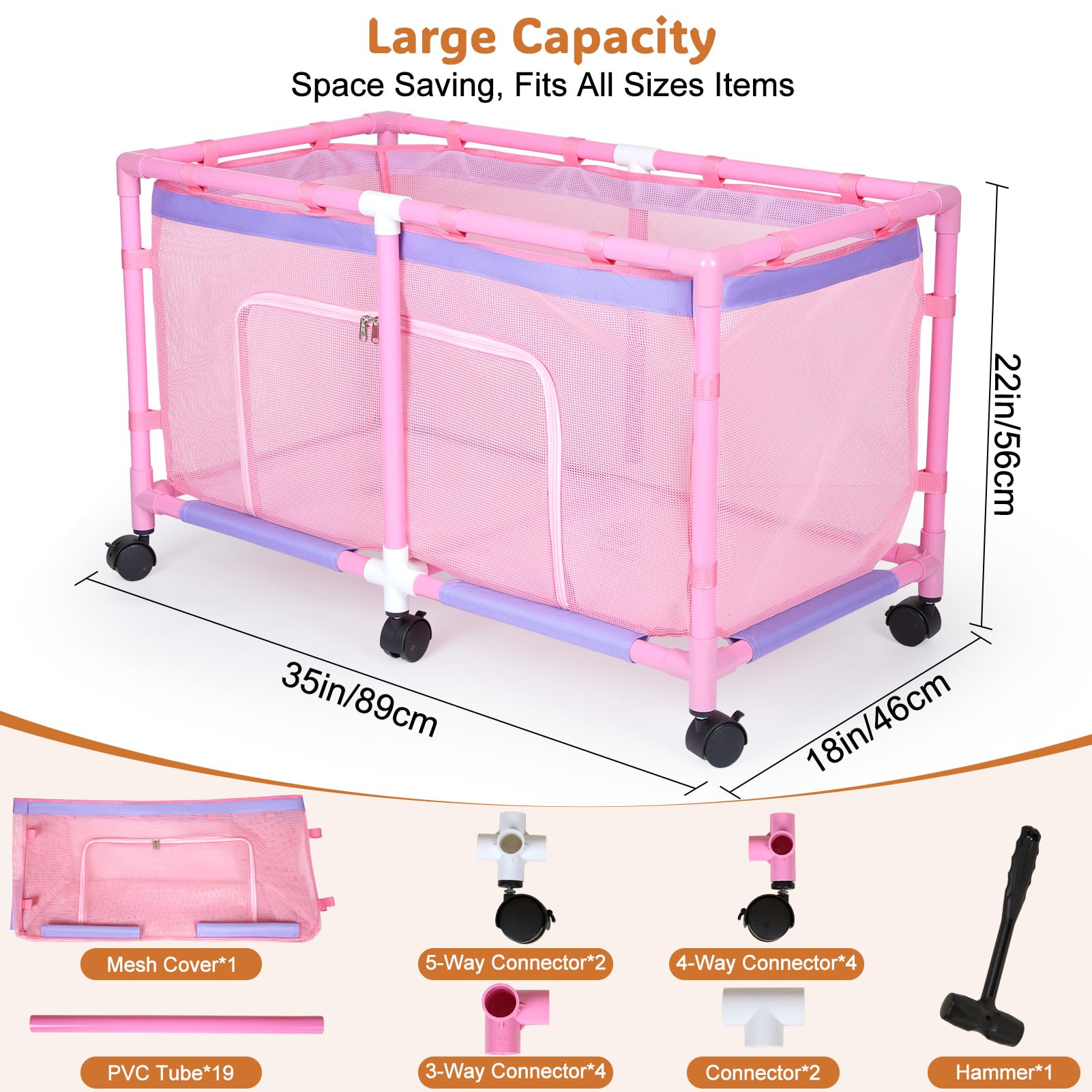 FIOBEE mobile toy bin on wheels glides across floors to different play areas.
