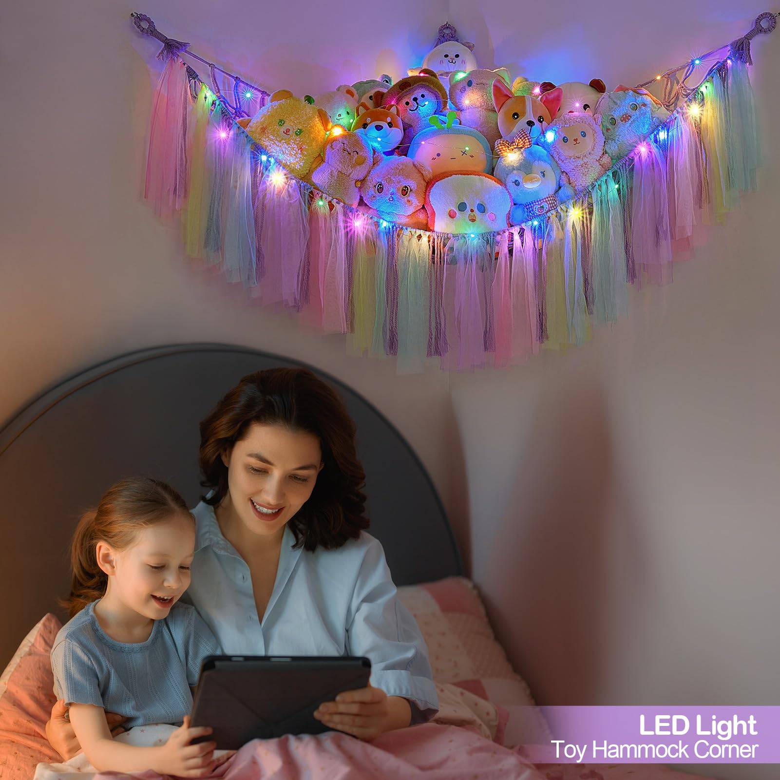 FIOBEE nursery decor hammock showcases favorites and encourages neat display.