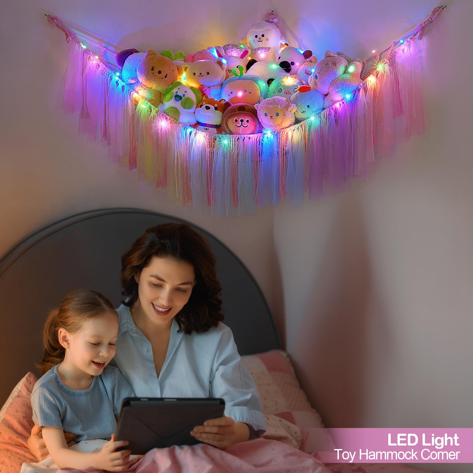 FIOBEE nursery decor helps keep plush buddies tidy and easily accessible in the corner.