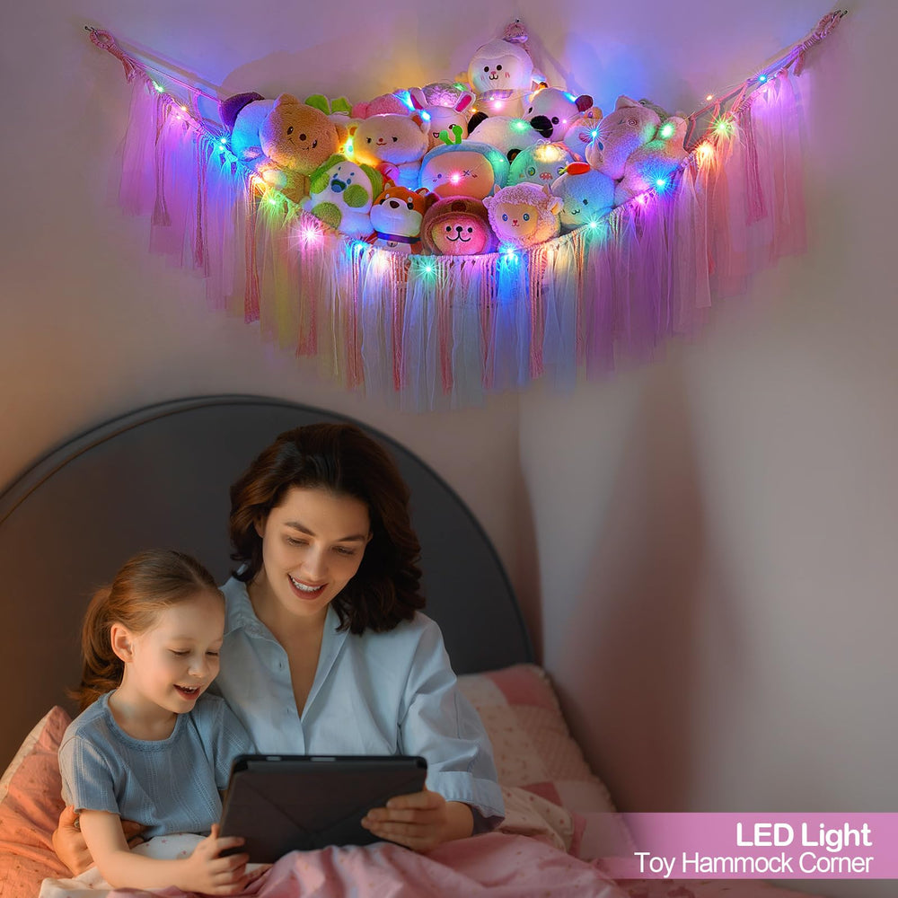 FIOBEE nursery decor helps keep plush buddies tidy and easily accessible in the corner.