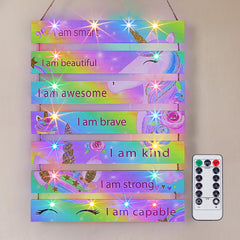 FIOBEE Rainbow Unicorn LED wall panel adds warm lighting to teen rooms.