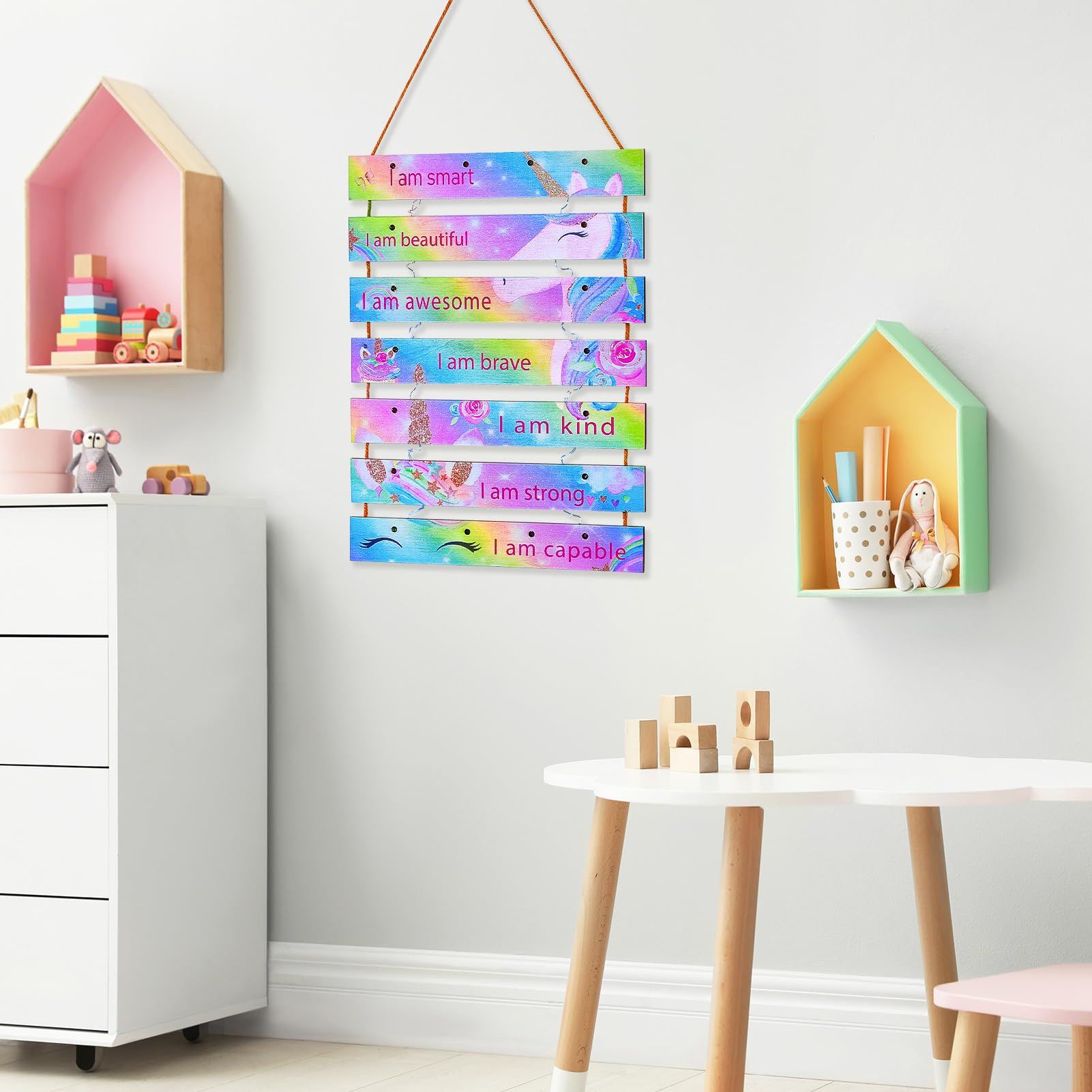 FIOBEE rainbow unicorn setup ideal for studying and relaxing spaces.
