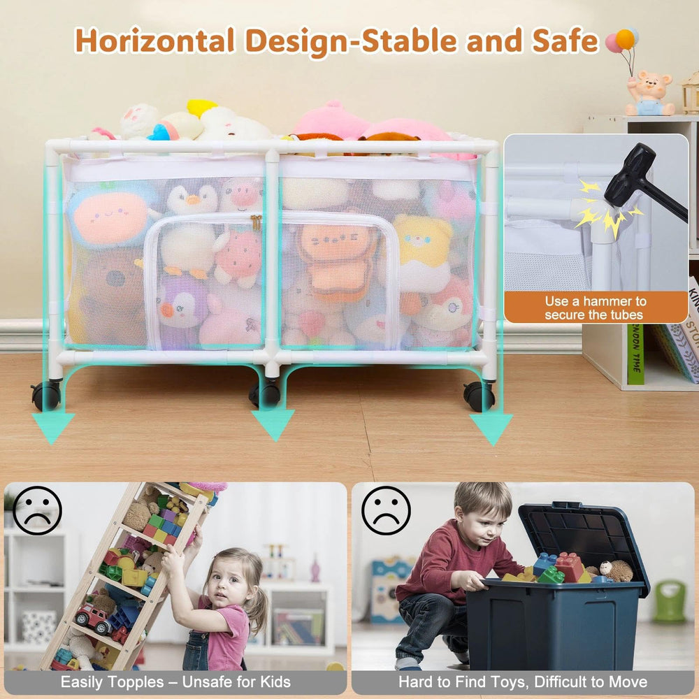 FIOBEE storage box with side zipper access to reach toys at the bottom.
