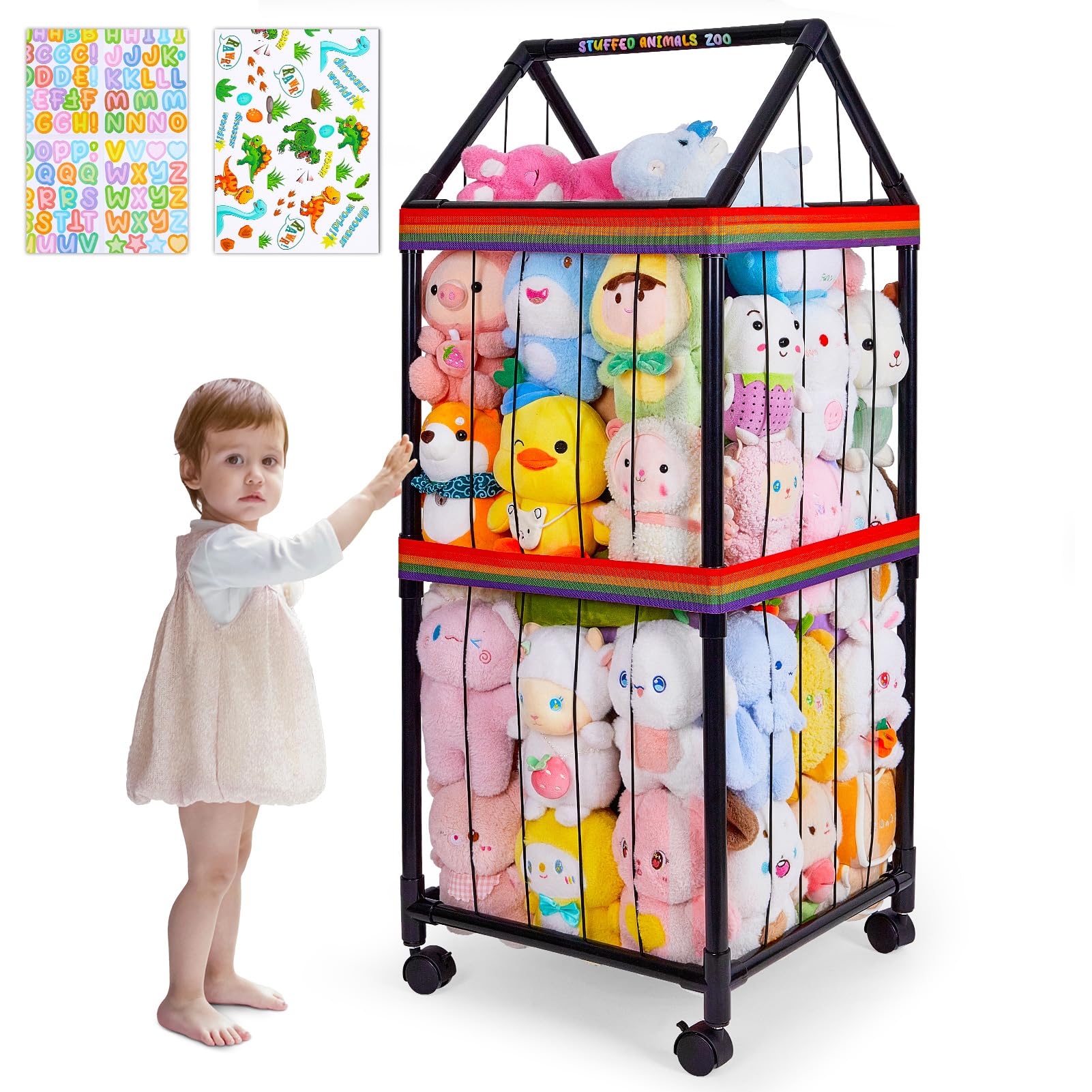 Fiobee stuffed animals storage with house design keeps toys tidy and playful