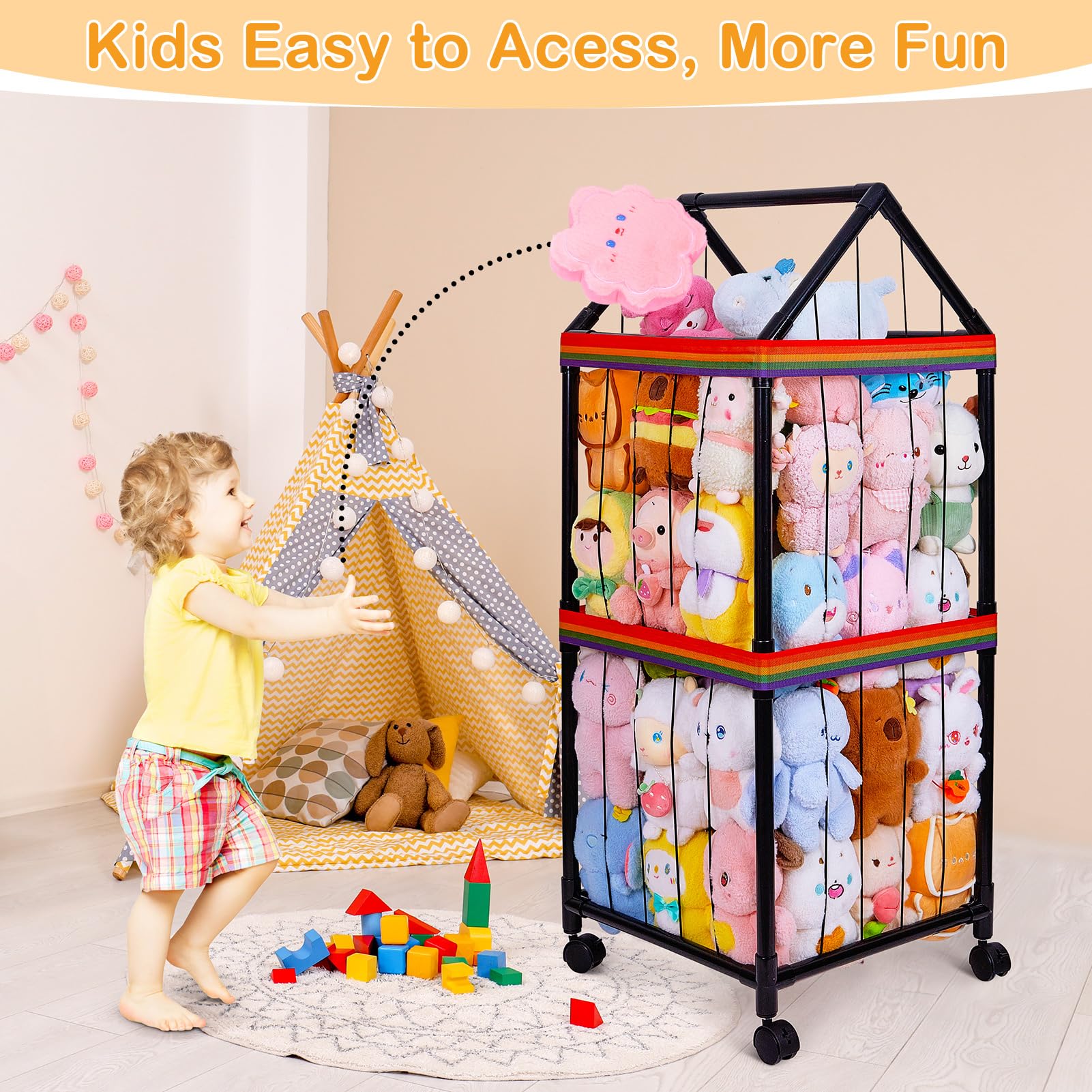 Fiobee rainbow straps reinforce stability during active play